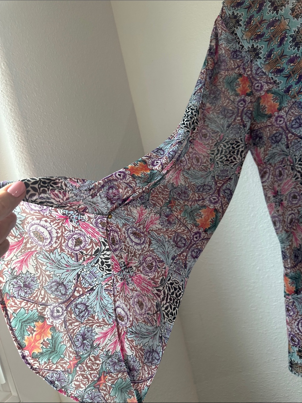 Boston Proper Multicolor Paisley Ruffle-Front Blouse - Picture 3 of 4